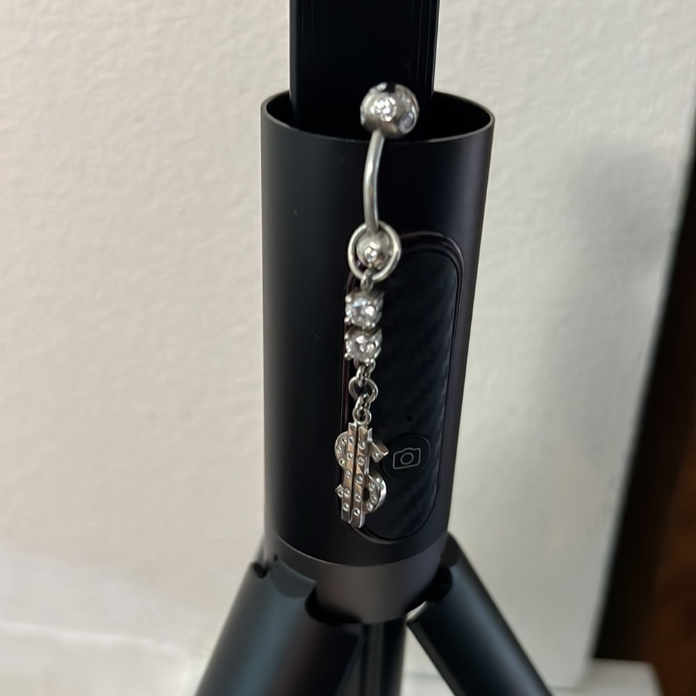 Rhinestone And Dollar Sign Silver Metal Belly Button Charm
